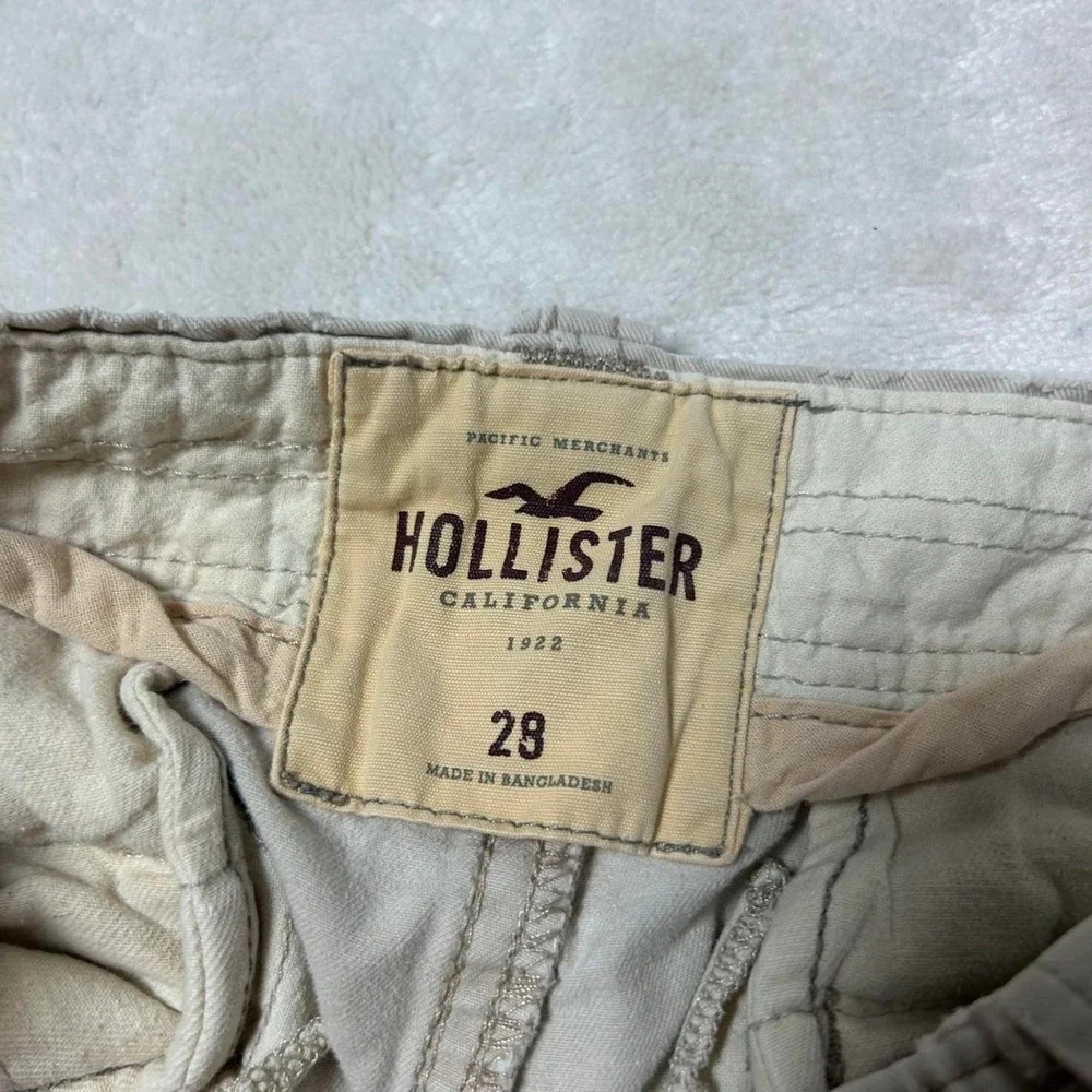 Hollister Cargo Shorts Mens 28 Khaki Heavy Distressed Tan military Y2K